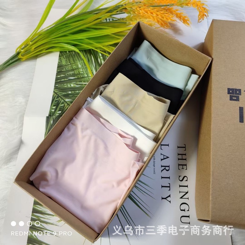 Muji Japanese Quality Women's Ice Silk Seamless Panties, Solid Color, 5 Colors, 5 Pieces, Breathable, Pure Cotton Crotch, Thin Style