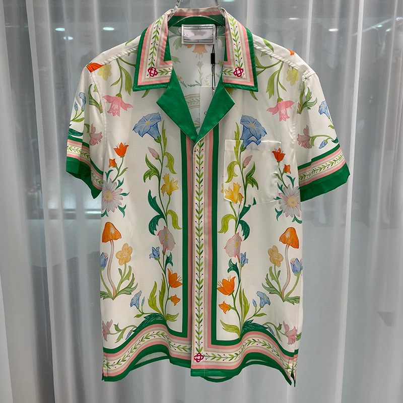 2023 verano nuevo europeo y americano transfronterizo Comercio exterior Juventud Popular impresión digital de los hombres florales de moda camisa de manga corta