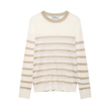 2026春季新品欧美跨境女装街头时尚金属色线织条纹针织衫w03 7174