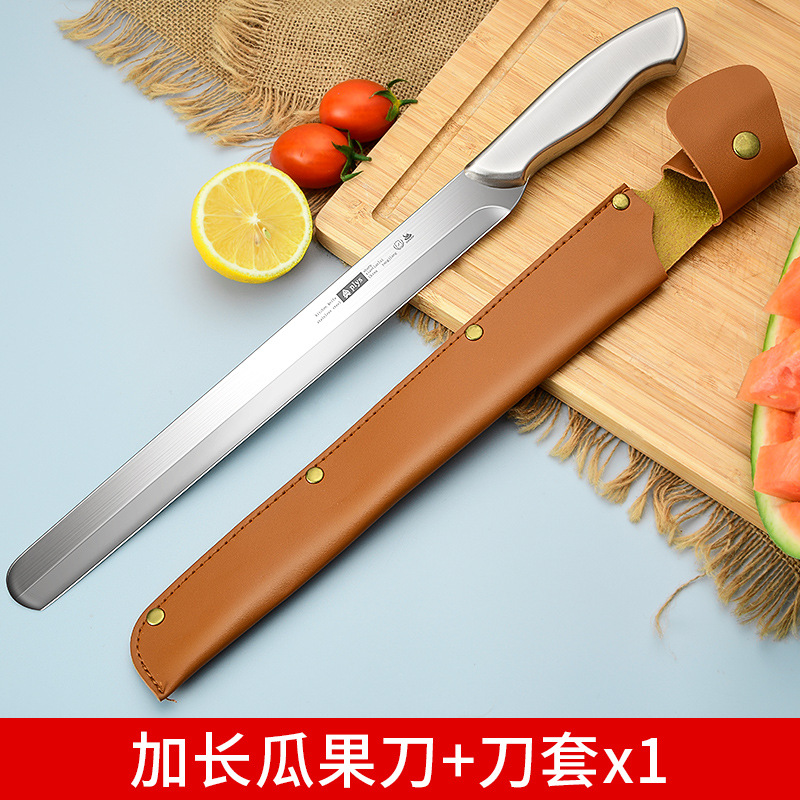 Cuchillo de fruta cuchillo de cocinero de madera sólida cuchillo de sandía grande alargado cuchillo de fruta de acero inoxidable comercial