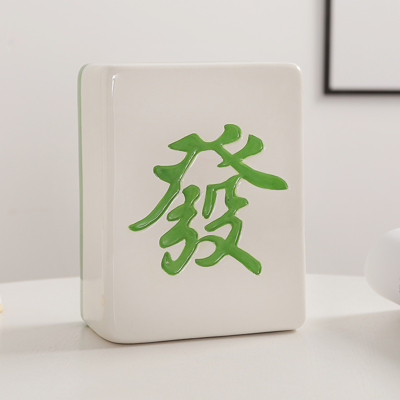 Mahjong fortuna alcancía de cerámica creativa gran cambio moneda alcancía decoración del hogar Decoración regalo de cumpleaños