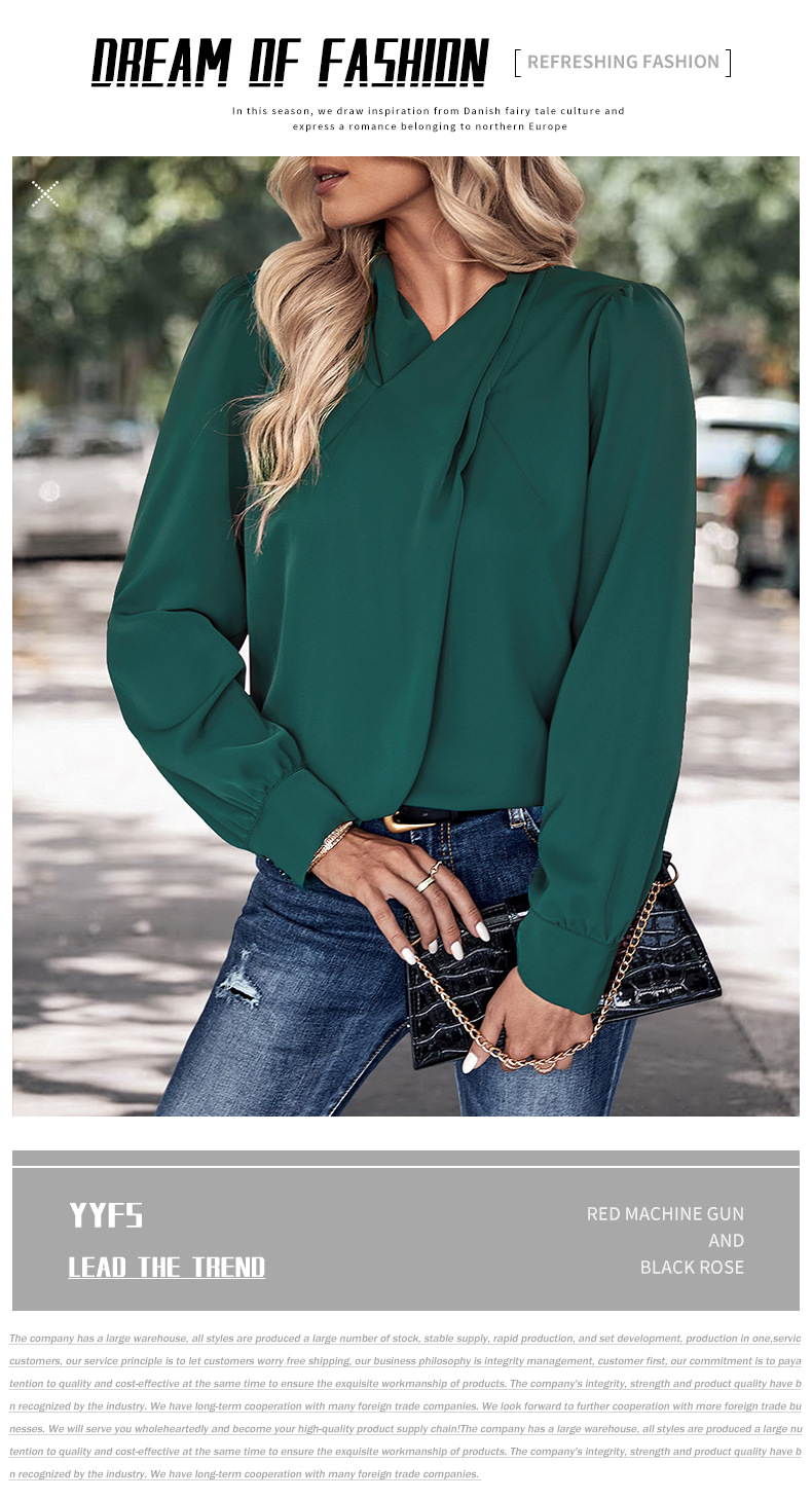 autumn new fashion women's solid color pullover long-sleeved shirt_voghion.com