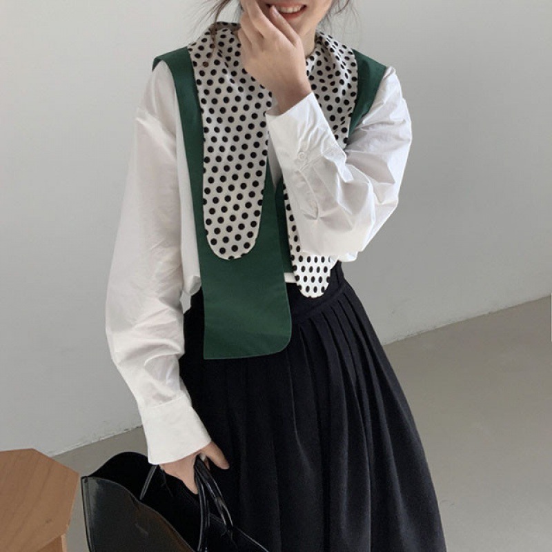 the republic of korea chic Versatile Sense of design Wave A small minority Large lapel shirt Retro Paige skirt suit