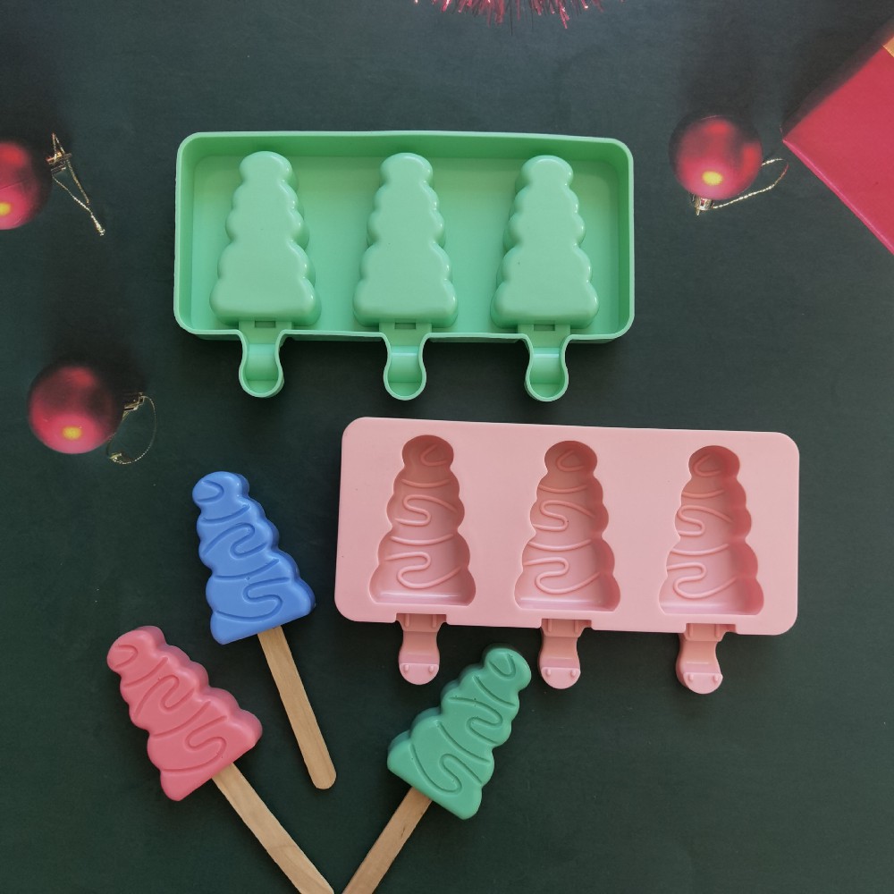 3 helado de árbol de Navidad 285 helado de silicona molde de postre hielo de hielo para hacer suministros de fiesta de verano