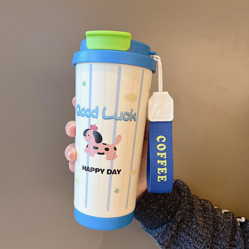 Taza de café simple y elegante Taza de vacío de patrón de color sólido 316 linda chica portátil 2024 nueva taza de agua de gran capacidad