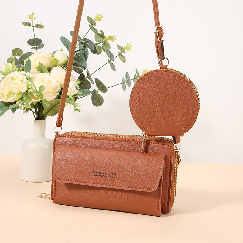 Mobile Phone Bag Crossbody Women's Fashion Long Wallet Double Zipper Korean Style Mobile Phone Bag Women's Bag Shoulder Bag Wholesale