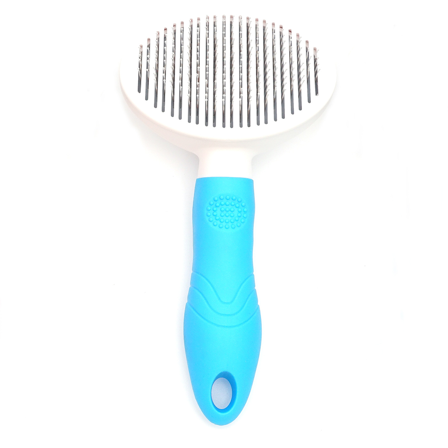 Peine para mascotas al por mayor aguja de perro peine de depilación peine de un solo clic en depilación peine autolimpiante nudo abierto de acero inoxidable peine de fila recta eliminación de pulgas