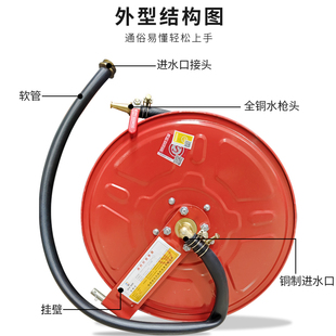 J830 Fire Hydrant Box Fire Equipment Fire Fire 25 Water Pipe 20 Style Hose Water Dragon Self-Rescue Meter Black Roll G3