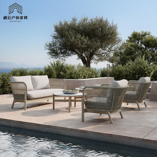 Export Outdoor Rattan Chair Sofa Combination Courtyard House Waterproof Sofa Outdoor Balcony Rattan Sofa Chair Customization