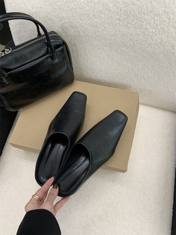 BULVJIは非常にシンプルな大衆の包頭半スリッパがだらだらしています。|undefined