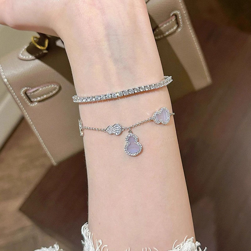 Purple Chalcedony Full Diamond Gourd Bracelet, New Style, High-End, Light Luxury, Niche, Exquisite Hand Jewelry, Design, Fashionable Bracelet for Women Purple Chalcedony Full Diamond Gourd Bracelet, New Style, High-End, Light Luxury, Niche, Exquisite Hand Jewelry, Design, Fashionable Bracelet for Women