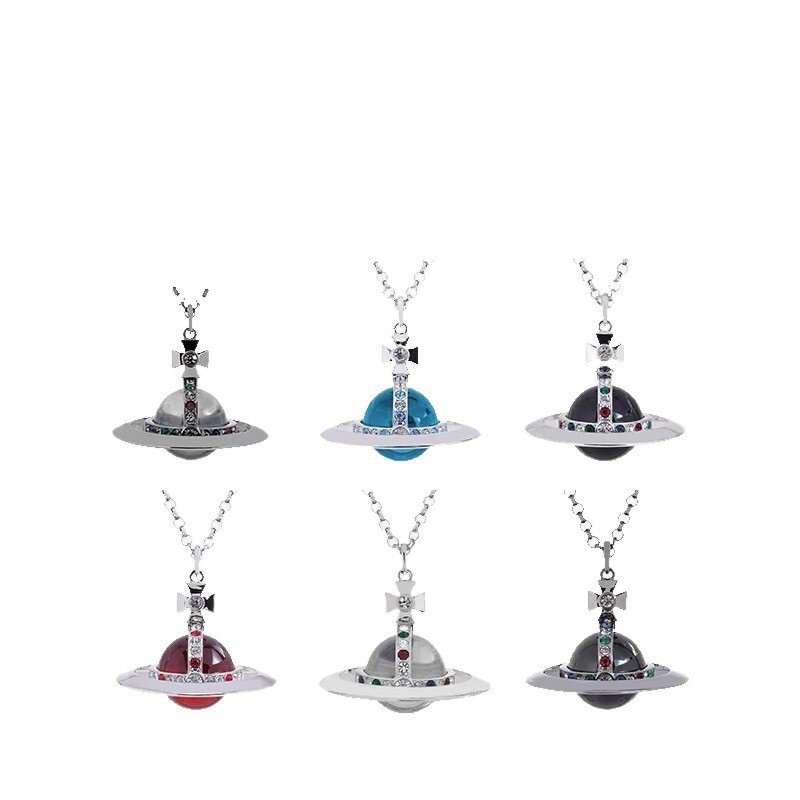 Queen Mother's High-End Version Large Orb 3D Saturn Planet Necklace 20mm Glass Bead Pendant High-End Sweater Chain Queen Mother's High-End Version Large Orb 3D Saturn Planet Necklace 20mm Glass Bead Pendant High-End Sweater Chain