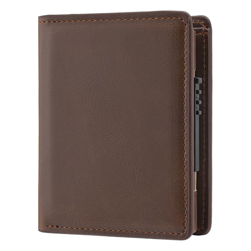 Amazon New Men's Short Wallet Automatic Pop-up Aluminum Alloy Card Case Anti-theft Brush Anti-magnetic Card Case Card Case