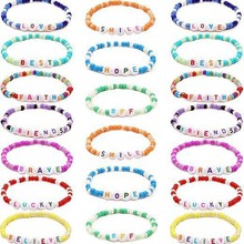跨境热销软陶手链米珠手链友谊串珠手链英文字母友谊手链圣诞手镯