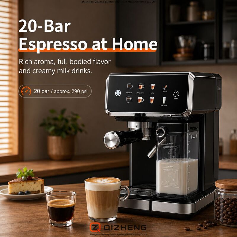 Cross-border household Italian-style coffee machine with milk frother, 20 bar high-pressure extraction, new capsule semi-automatic coffee machine Cross-border household Italian-style coffee machine with milk frother, 20 bar high-pressure extraction, new capsule semi-automatic coffee machine