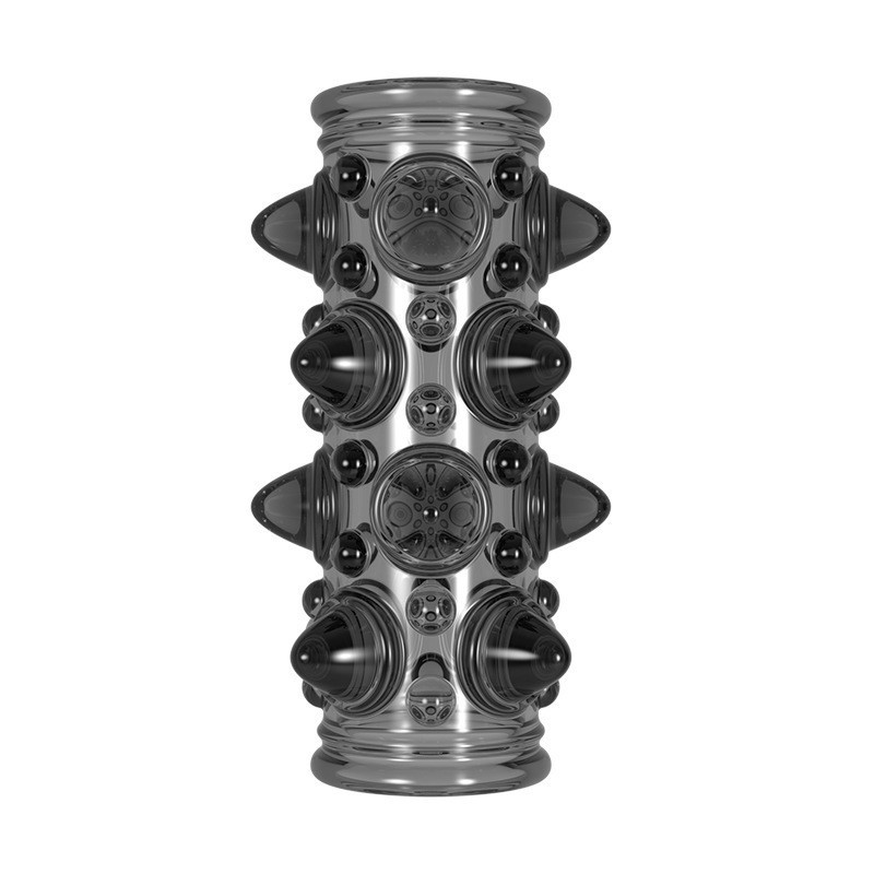 Condón de cristal con forma de diente de lobo para hombre, condón con púas para el pene, condón con bloqueo de semen, productos sexuales eróticos para parejas adultas, venta al por mayor.