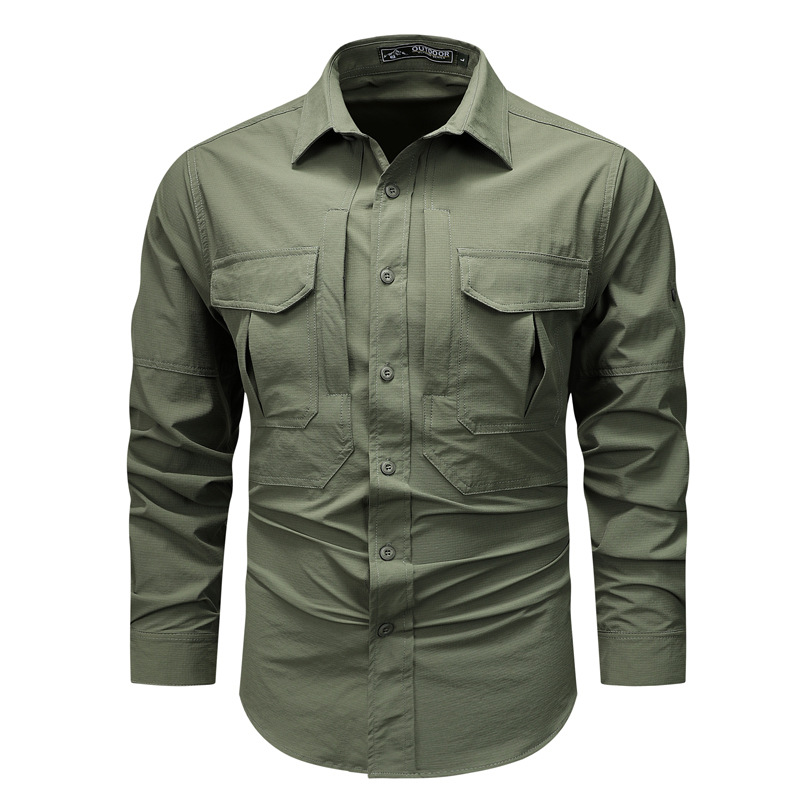 2024 nueva camisa de manga larga de ropa militar al aire libre primavera y otoño multibolsillos sin quemar camisa delgada chaqueta para hombre