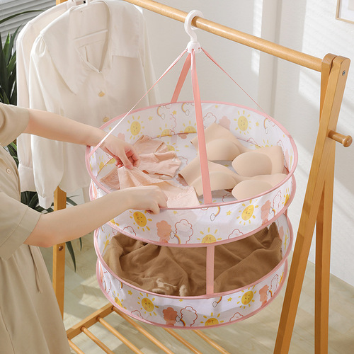 Youyi double-layer foldable clothes drying basket for drying socks, magic net bag for drying clothes, anti-deformation clothes basket wholesale