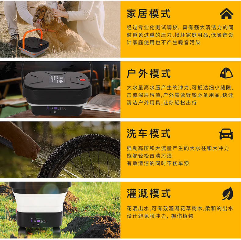 Household High-Pressure Car Washing Machine, Foldable, Portable, High-Power Car Washing Tool, Multifunctional, Easy to Store Cleaning Machine