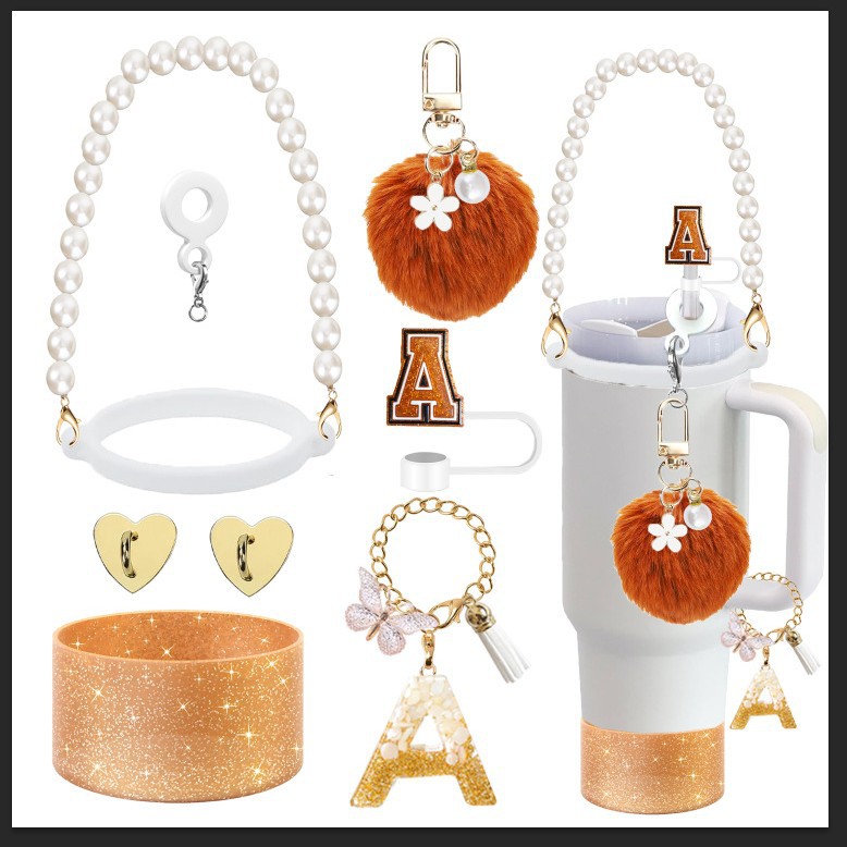Amazon taza de calor cuentas brazalete llavero botella de agua colgante margarita gorra de paja flor colgante taza cubierta