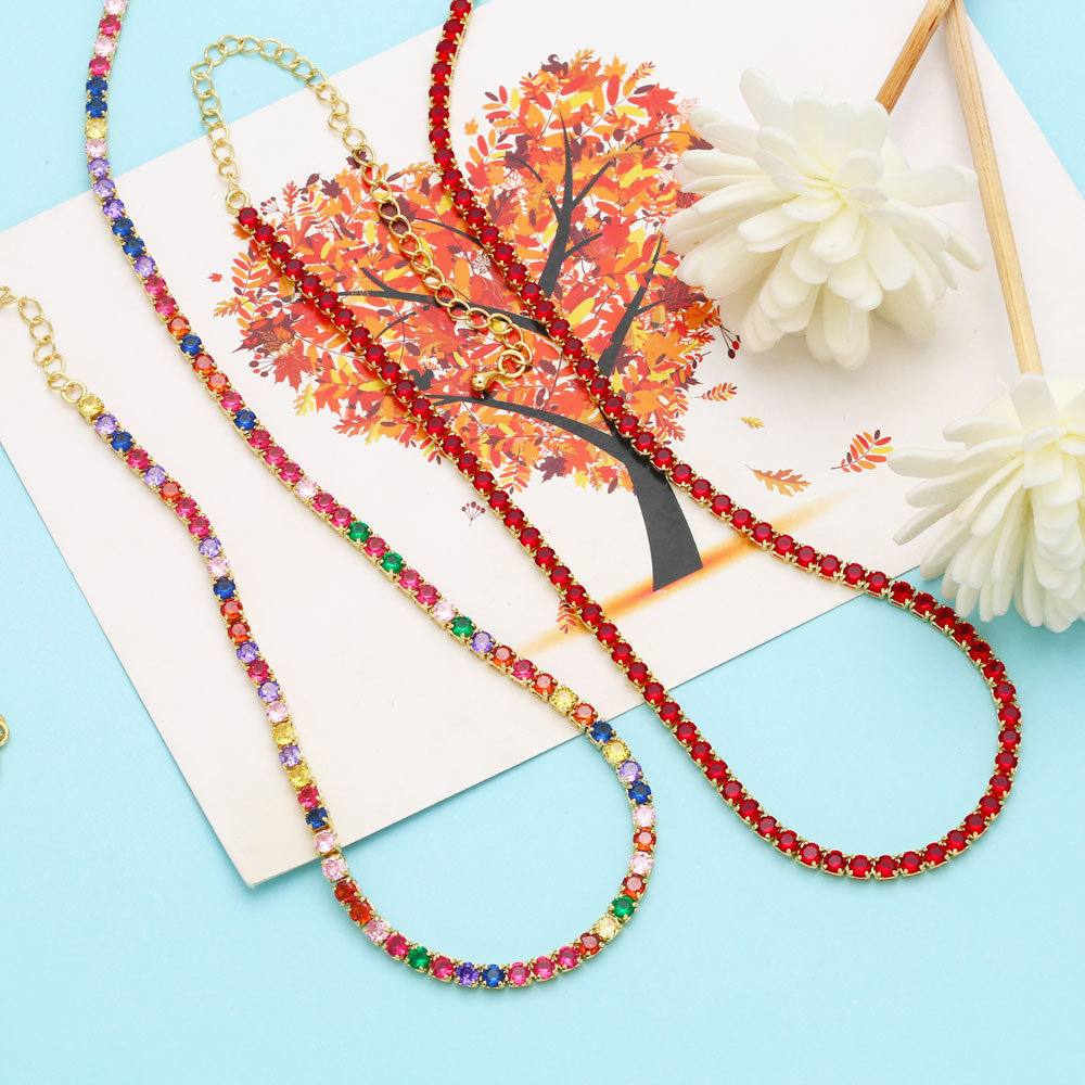 Fashion Solid Color Copper Necklace Plating Inlay Zircon Copper Necklaces