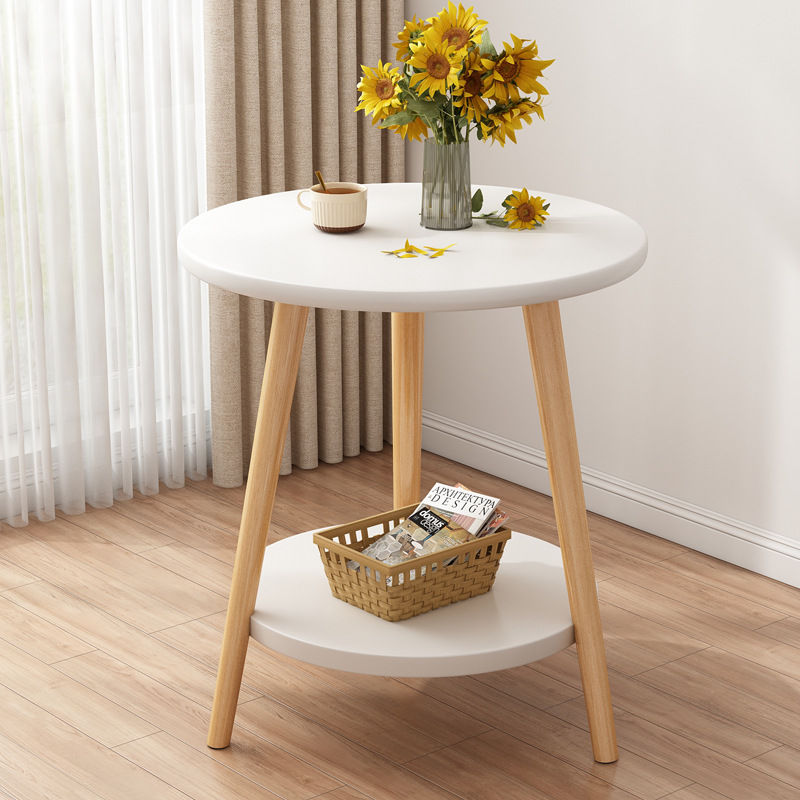 簡易陽台臥室床頭小圓桌小桌子茶几出租屋沙發邊幾小戶型客廳家用