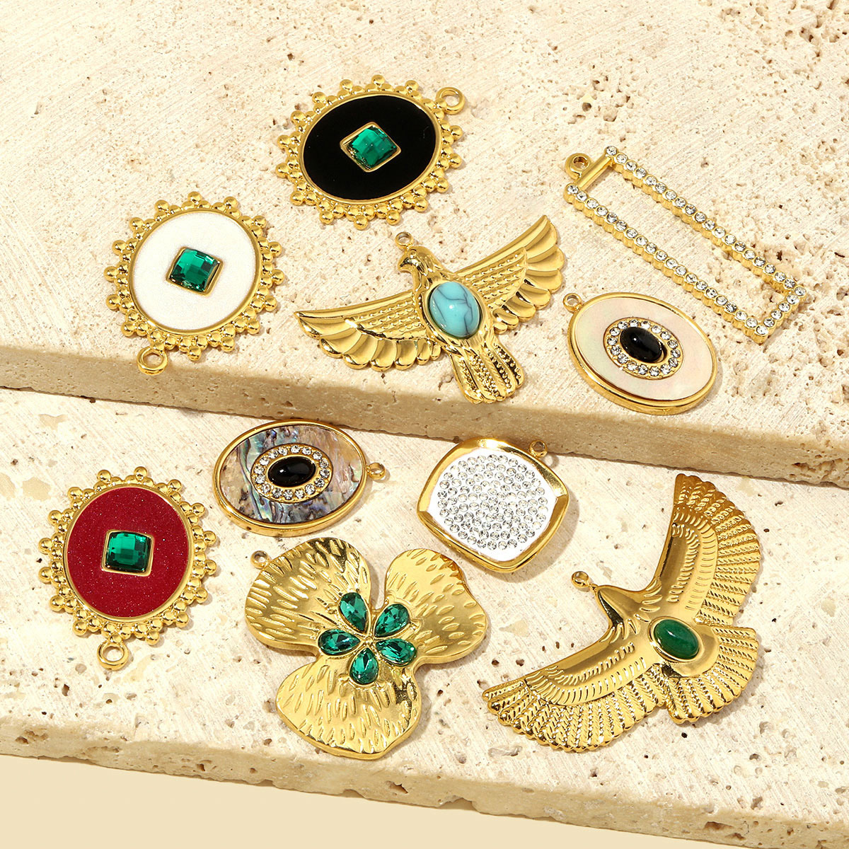 10g Weight Pendant Jewelry Making Type 37*27mm Jewelry Making Size DIY Ornament Accessories Classification 3 PCS/Package Quantity 304 Stainless Steel Material Geometric, Eagle Pattern All Seasons Season Polished Finish Elegant, Retro Style 3 PCS/Package 37*27mm 304 Stainless Steel Geometric Eagle Polished Pendant DIY Ornament Accessories 1