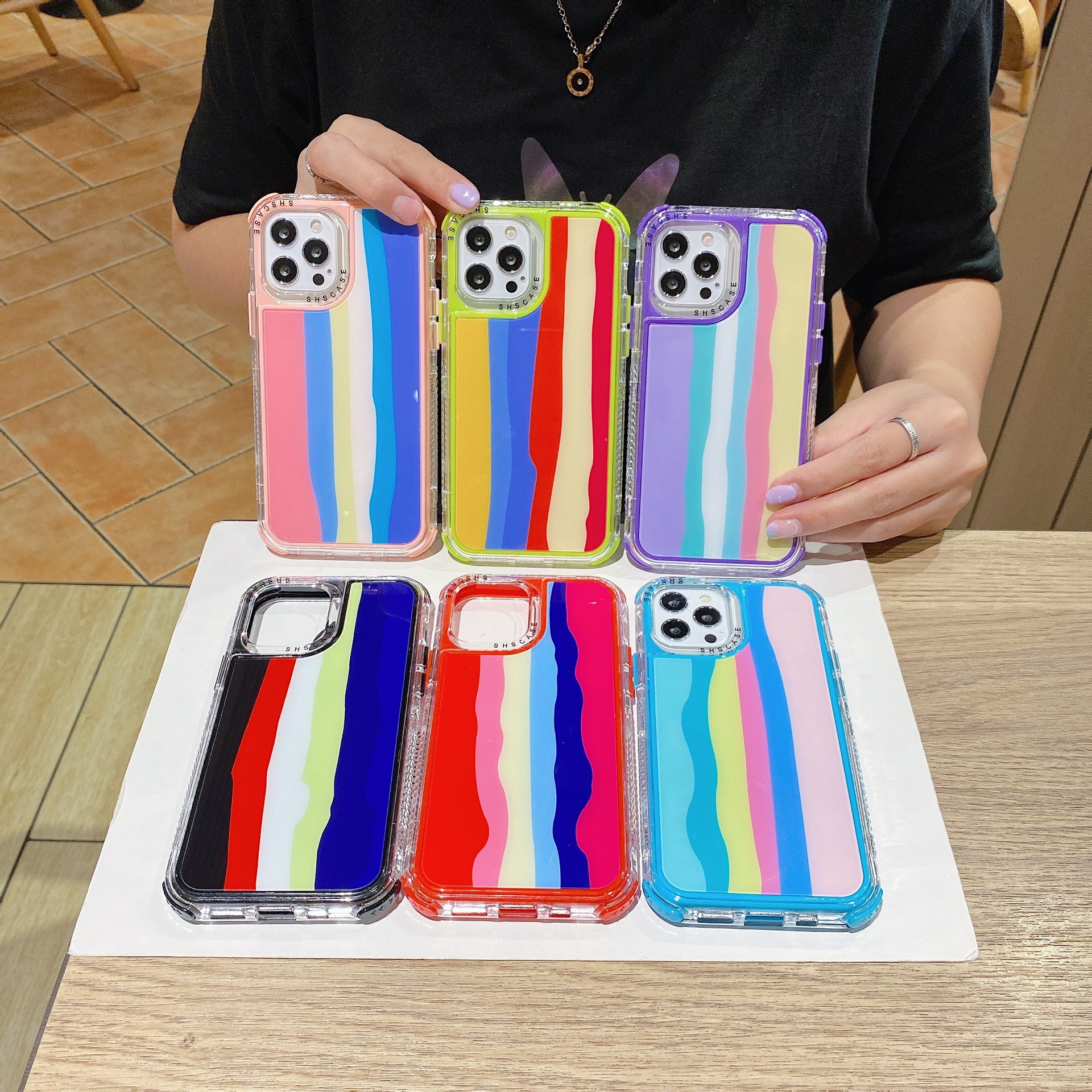 Cross-border New Arrival For  13 Phone Case  12 Rainbow Xs Three-in-one Glass 12pro Protective Case display picture 3