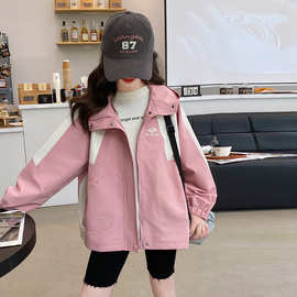 女童春季洋气拼接外套2026新款儿童韩版休闲上衣冲锋衣夹克