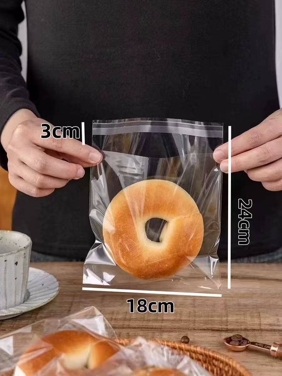 Bolsa de embalaje de pan autosellado, tostada de frango de grado alimenticio, paquete pequeño independiente, agua alcalina autoadhesiva, horneado transparente