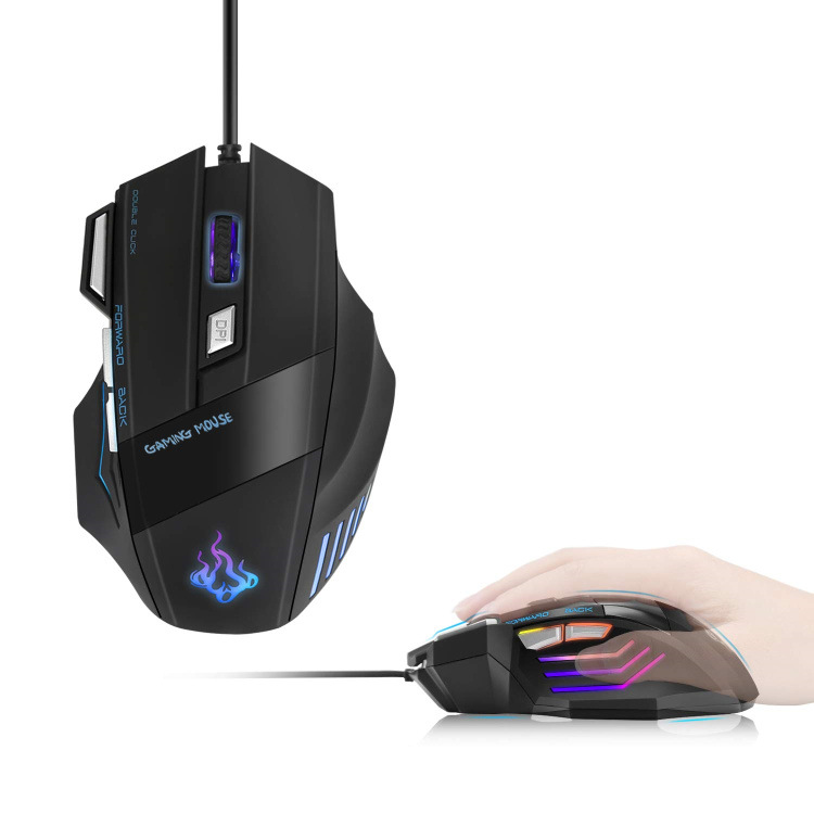 A908 Wired Mouse 7-Button Matte Texture Colorful Luminous Gaming Office 1.5 Meters_voghion.com