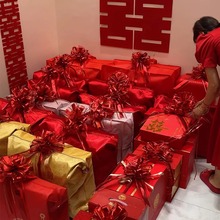 婚房拉花装饰结婚布置套装出嫁娘家被子行李箱蝴蝶结婚礼婚车彩条