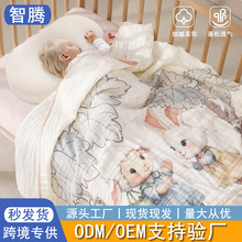 纯棉a类6层一体纱布婴儿盖毯 竹纤维加厚儿童洗澡浴巾柔软吸水