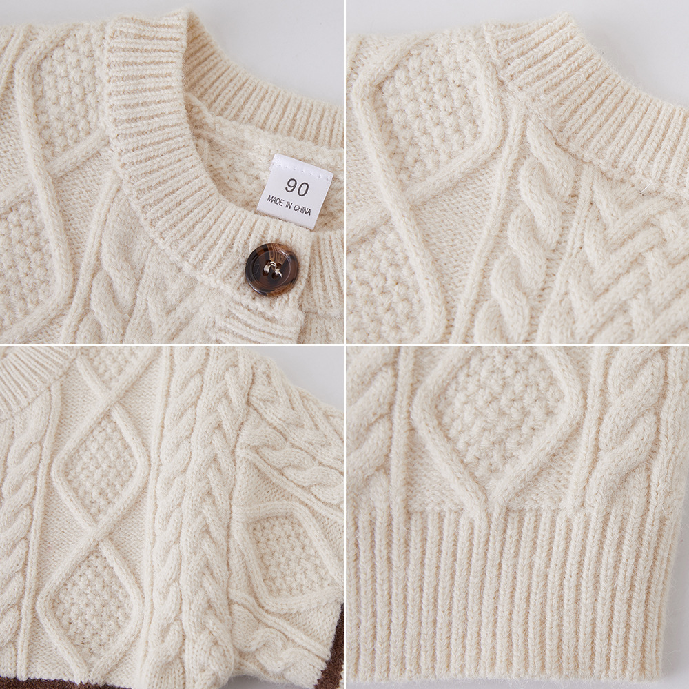 Ropa para niños Otoño e Invierno engrosada suéter para niños cardigan pequeños niños y niñas suéter cardigan abrigo de lana superior al por mayor