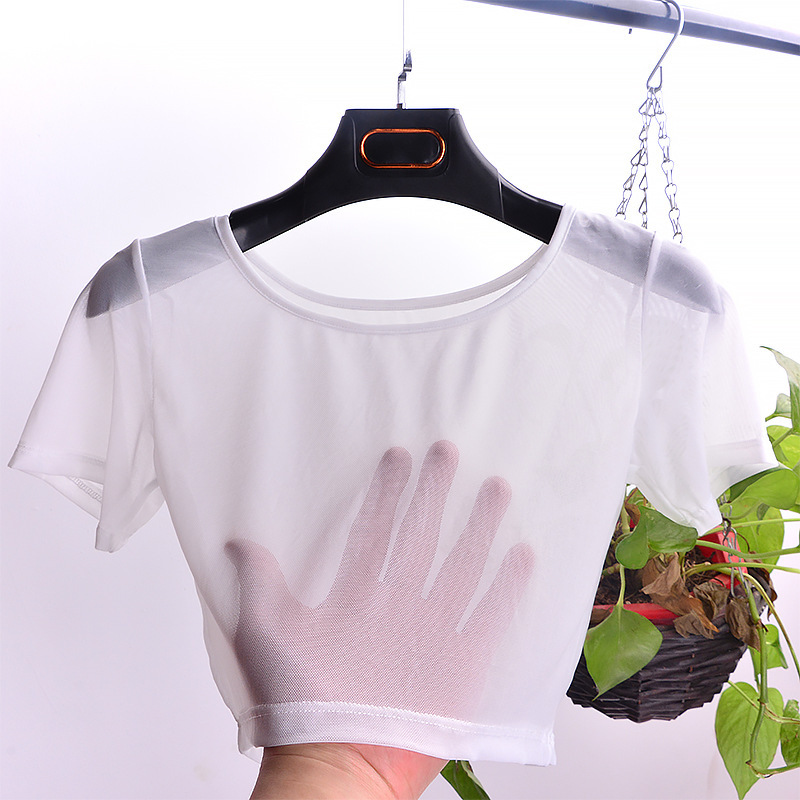 Mesh Top, Feminine Sun Protection Inner Layer, Tulle Top with Suspender Skirt, Half-Length Short Lace Bottoming Shirt