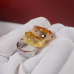 跨境爆款V金不掉色无限情侣戒指CNC工艺切割镀K金直播指环批发供