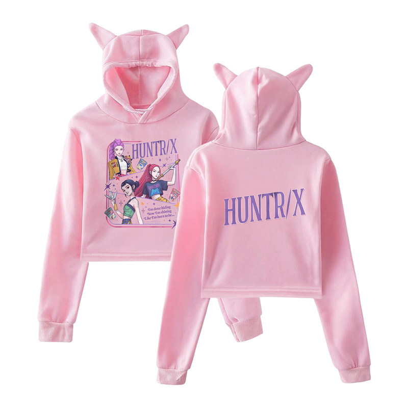 2025跨境新品KPop Demon Hunters欧美时尚猫耳朵露脐卫衣女|undefined