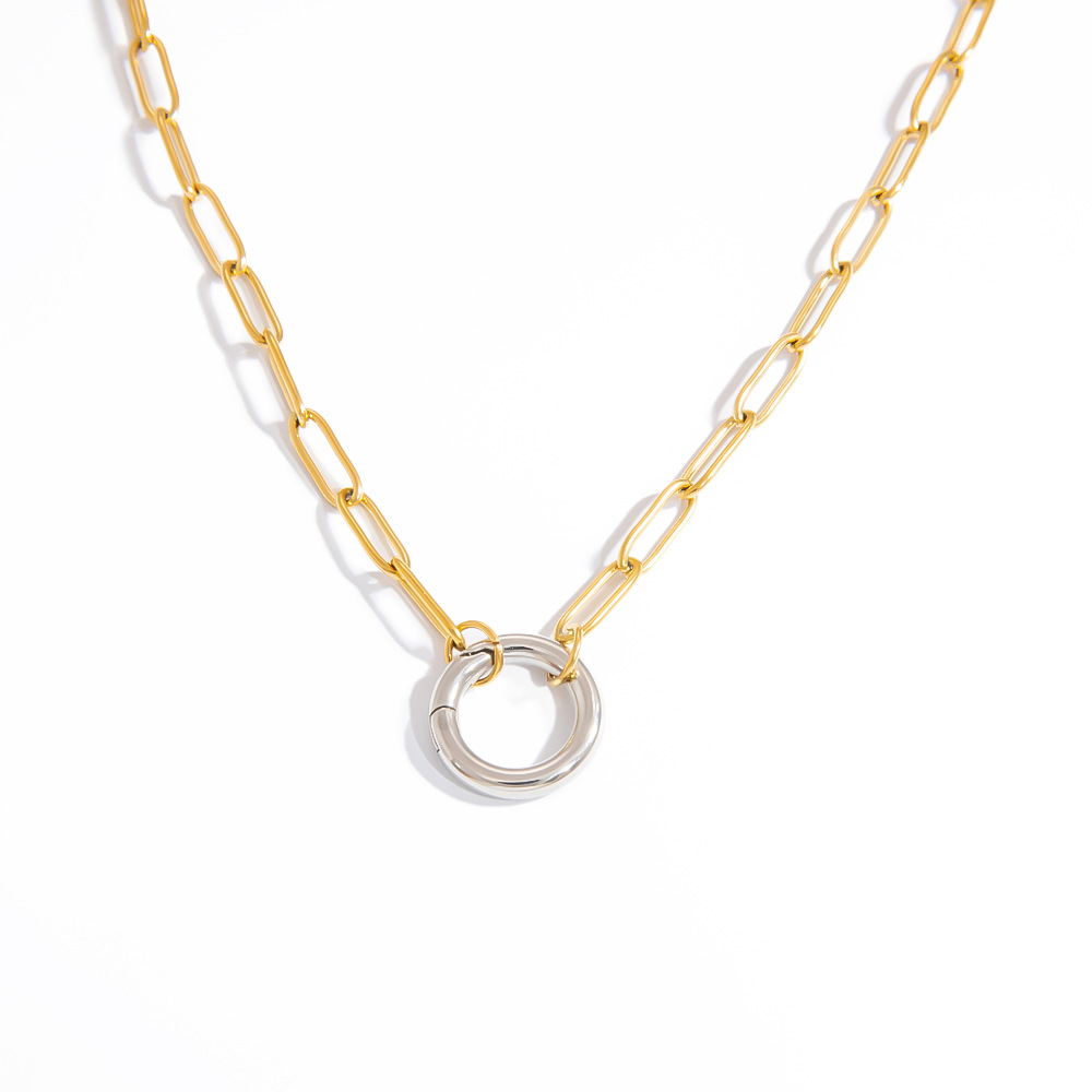 Women's Gender PVD Coated Real Gold Plated Geometric 304 Stainless Steel Elegant Lady Affordable Luxury Style Waterproof Non Tarnish 304 Stainless Steel Heart Clasp Closure Pendant Necklace