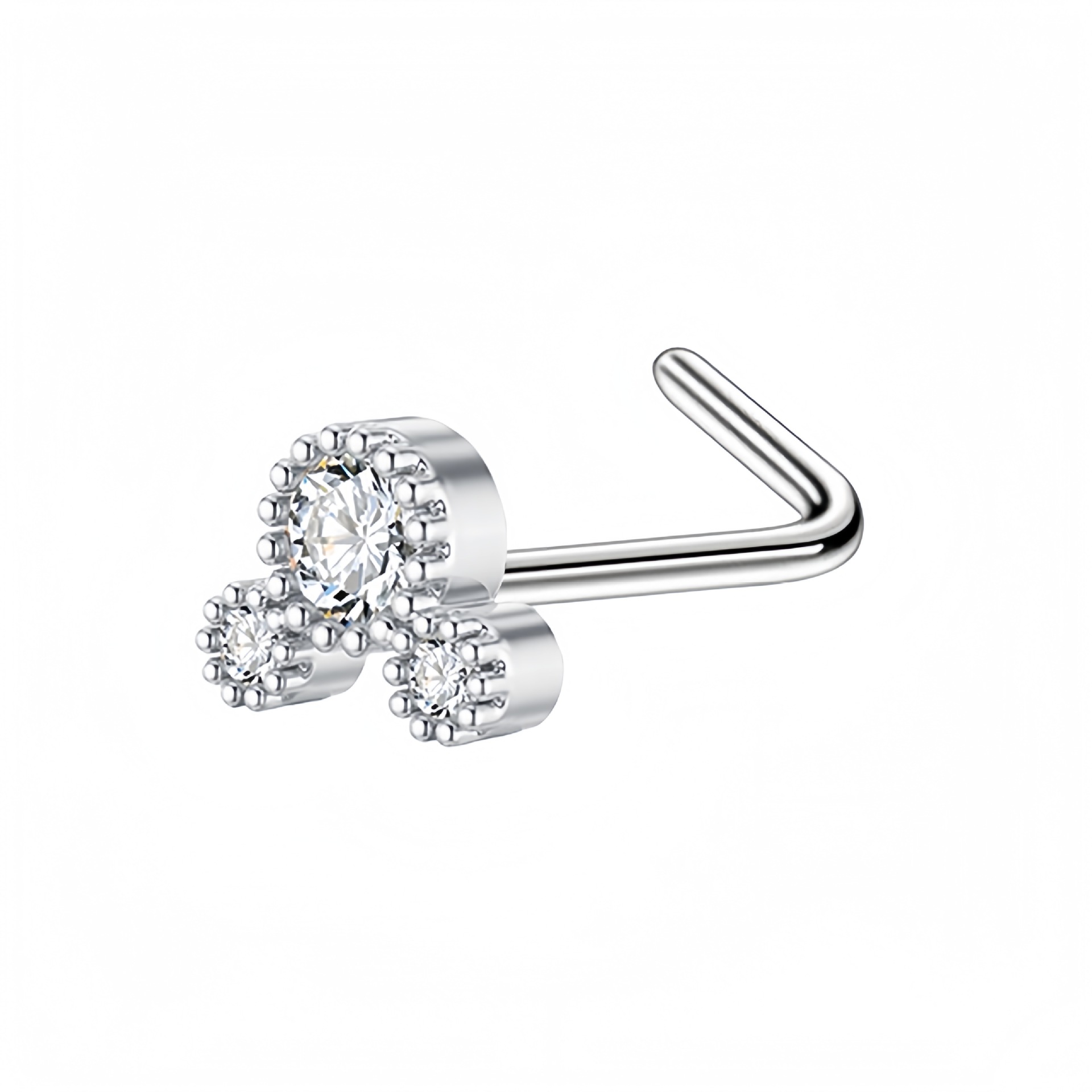 Nesepiercing i rustfritt stål med zirkon flere stiler_voghion.com