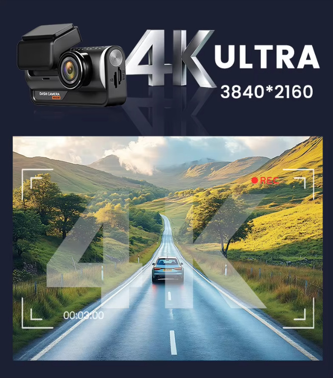 Cross-border 3.69inch New Model HD 4K+4G Dash Cam ADAS HD Night Vision BSD Front and Rear Recording