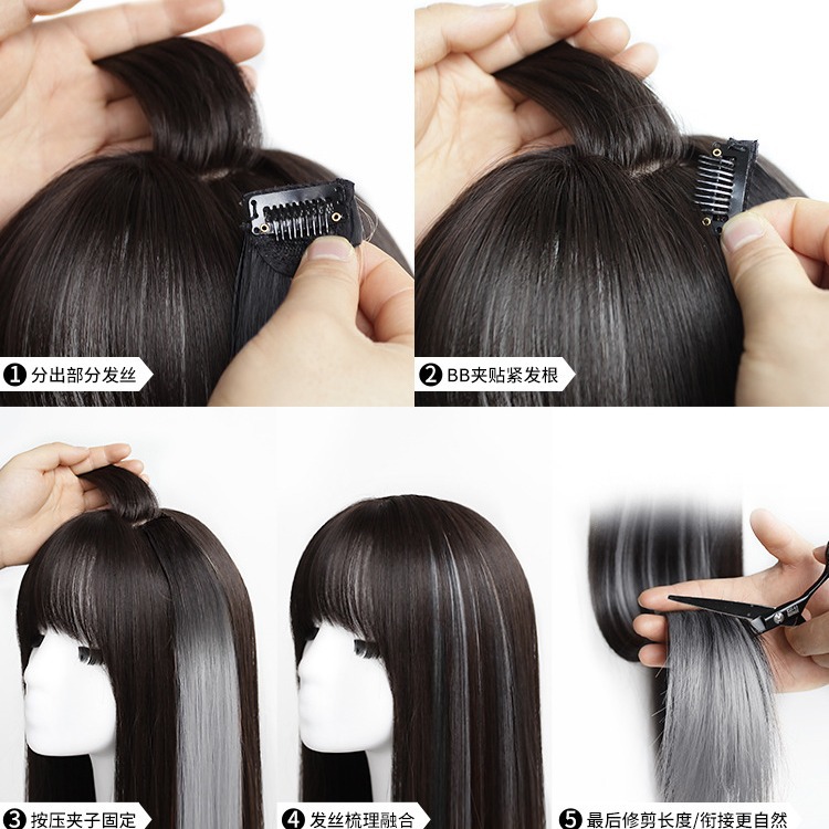 Piezas de tinte de orejas, pelo rizado, pelucas de teñido, extensión de cabello de color femenino, parches de cabello de color, cabello largo y liso, blanqueado.