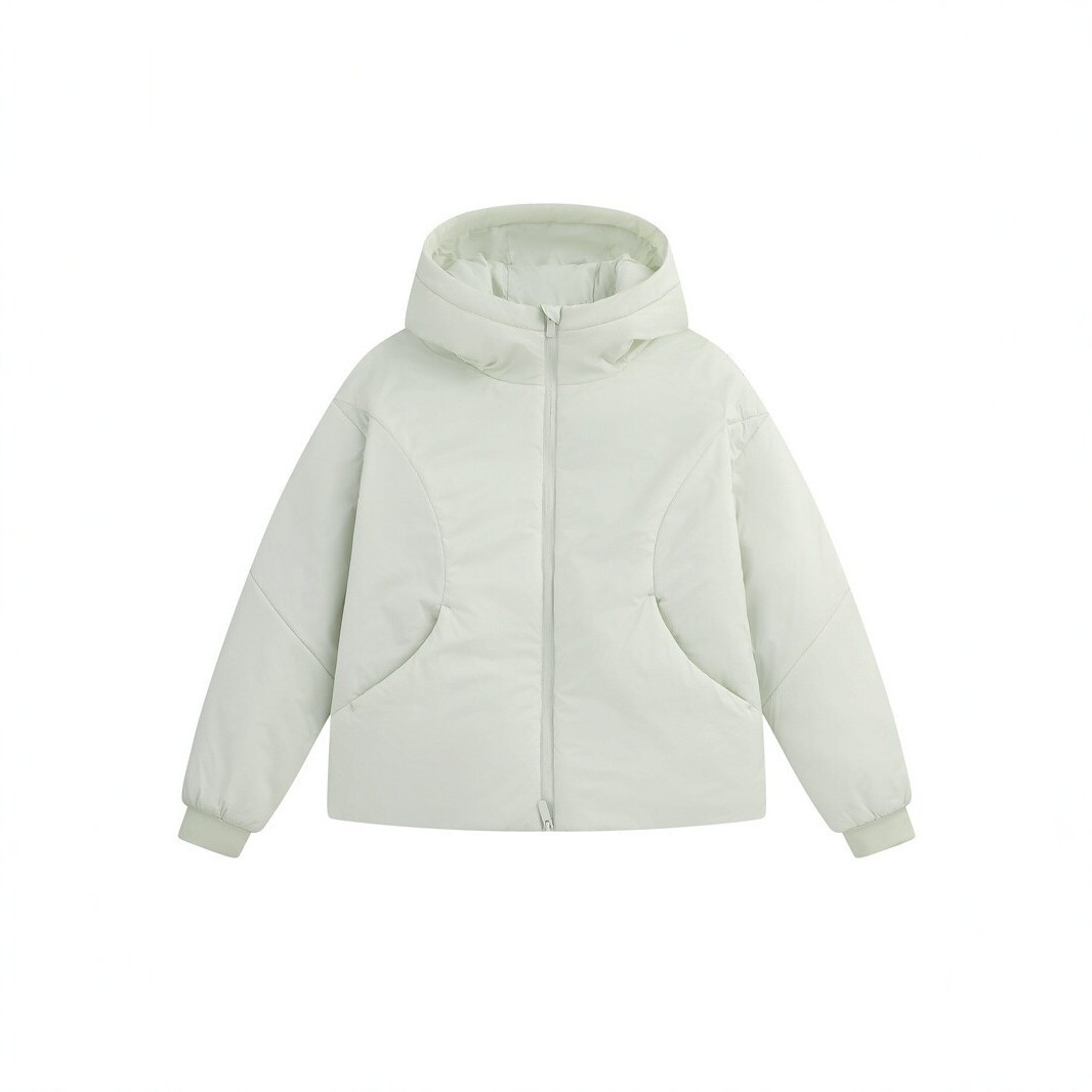 Hooded short warm cotton jacket for women, new winter style, loose-fitting puffer coat, solid color sports cotton coat