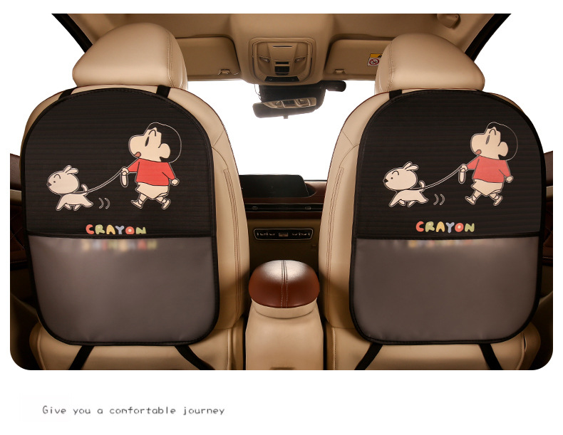 Small new ladies cute cartoon chair back anti-kick cushion car seat chair back anti-fouling cushion belt storage belt