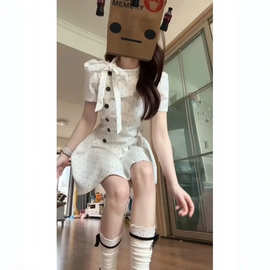 韩系设计感温柔波点蝴蝶结连衣裙女2026夏季新款排扣学院风公主裙