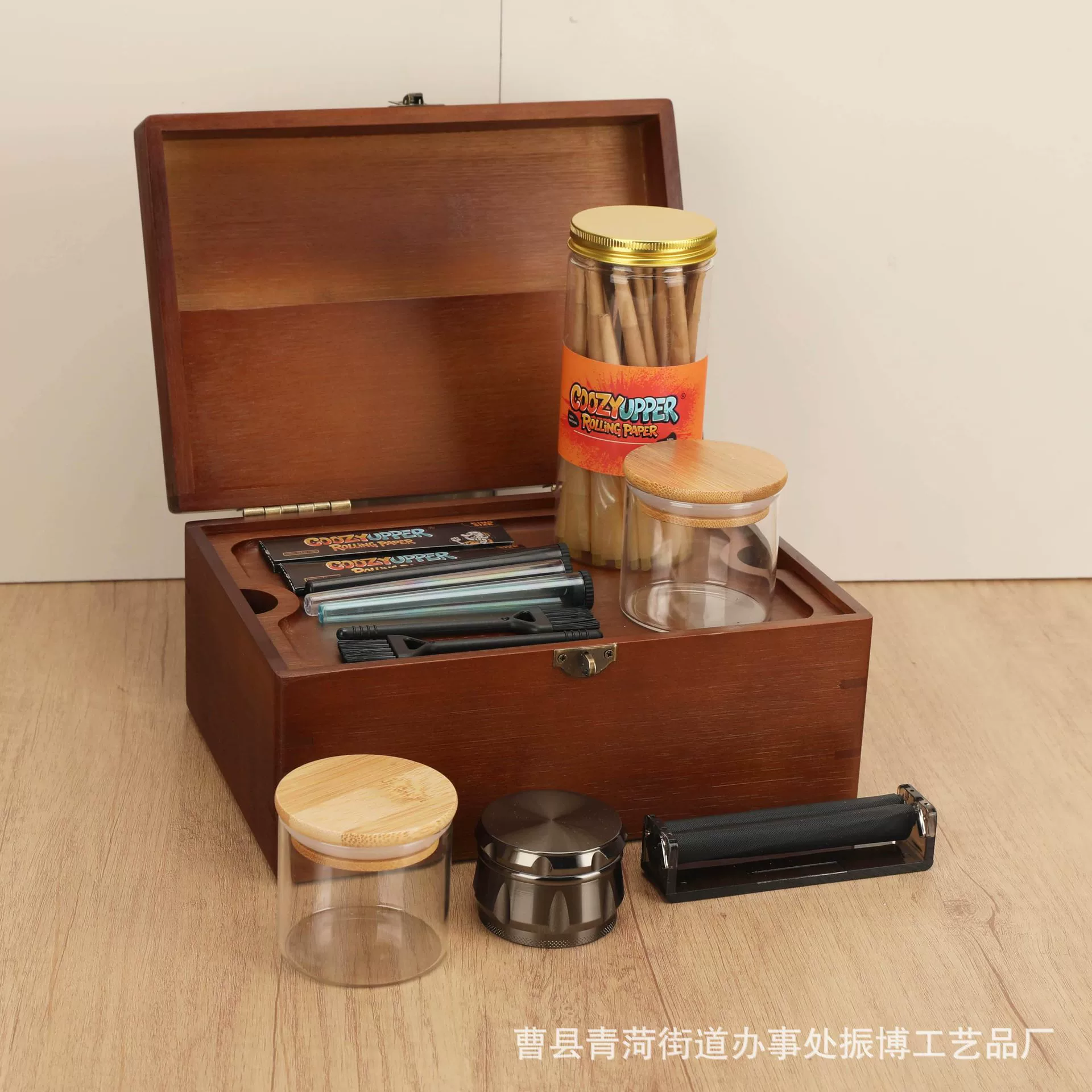 Деревянная коробка для хранения табака, деревянная коробка с откидной крышкой, коробка для хранения измельчителя, настольная многофункциональная коробка для хранения с отделениями