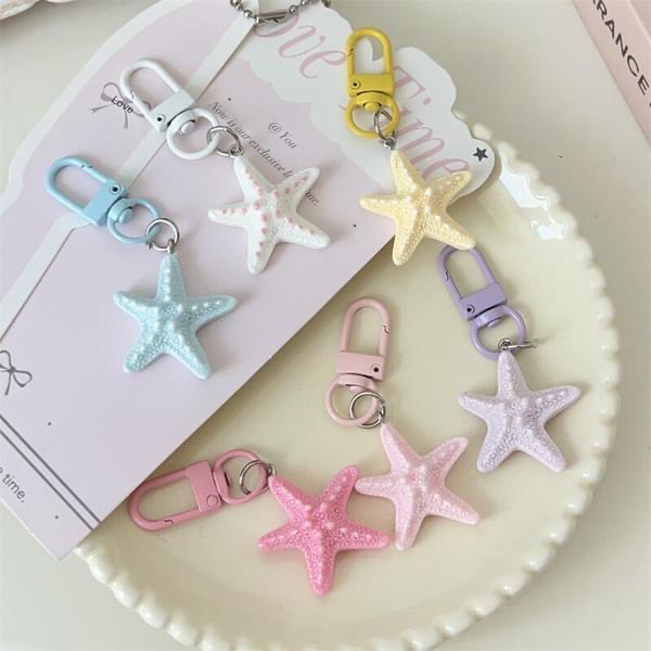 Nuevo lindo estereoscópico estrella de mar llavero de dibujos animados corazón de niña bolsos colgantes accesorios de regalo de pareja