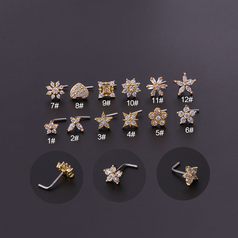 Nose Rings & Studs Fashion Flower 316L Stainless Steel  Copper Plating display picture 1