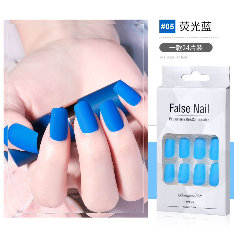 Nueva pieza de esmalte de uñas de desgaste de ballet largo luminoso transfronterizo terminado parche de uñas esmerilado pegamento jalea pieza de uñas falsas