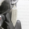 Fashionable earrings, long zirconium with tassels for bride, European style, suitable for import, diamond encrusted