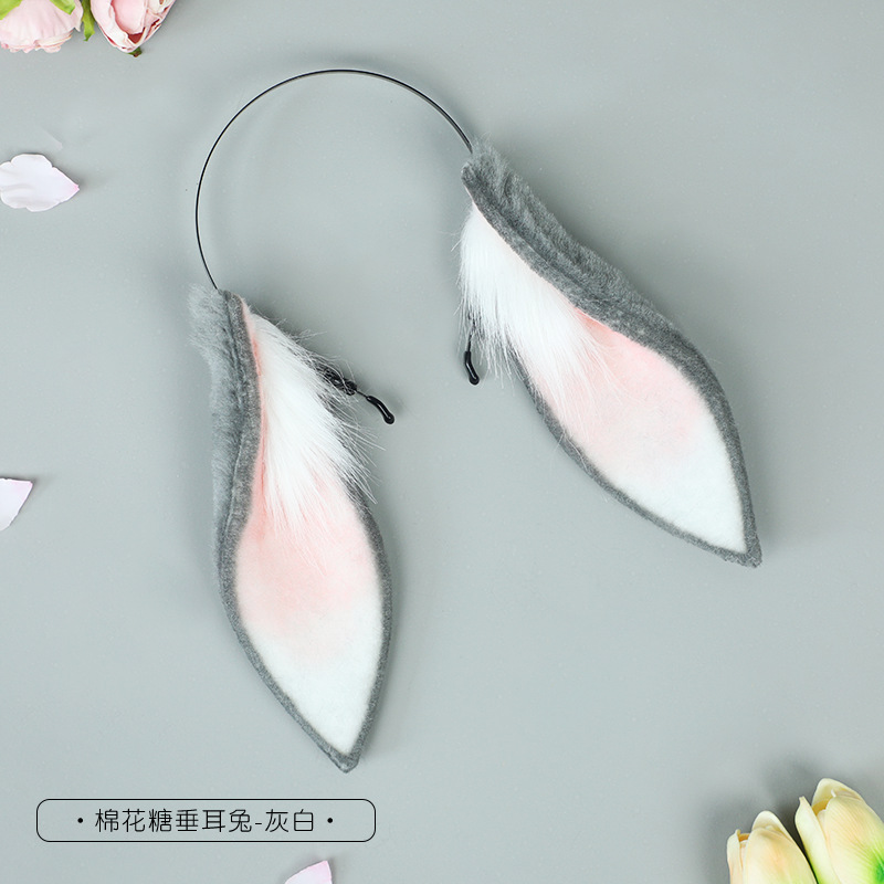 Lindo peluche simulación bestia oído tocado Cosplay comic show accesorios oreja de conejo accesorios para el cabello hecho a mano gota oreja conejo diadema